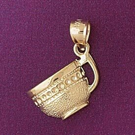 Dazzlers Jewelry Tea Cup Pendant Necklace Charm Bracelet in Yellow, White or Rose Gold 6958, MPN: D…