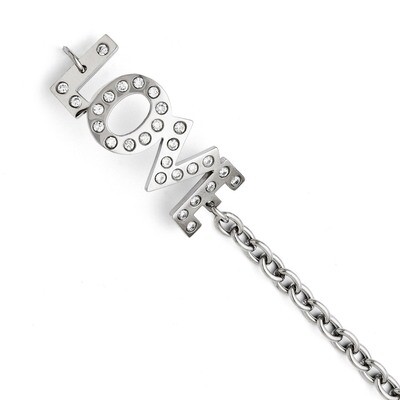 Synthetic Diamond Love Polished Bracelet - Stainless Steel SRB1248 by Chisel, MPN: SRB1248, 8839570…