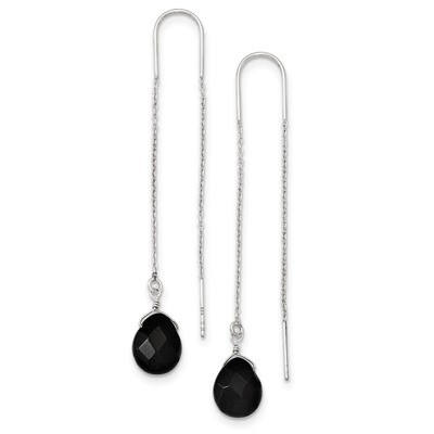 Black Quartz Threader Earrings Sterling Silver QE2188, MPN: QE2188, 886774570365