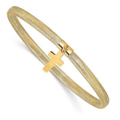 Leslie&#39;s Cross Charm Stretch Bangle 14k Gold Polished HB-LF1463, MPN: LF1463, 191101394928