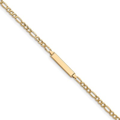 6 Inch Figaro Link ID Bracelet 14k Gold Semi-solid DCID140-6, MPN: DCID140-6, 191101435409
