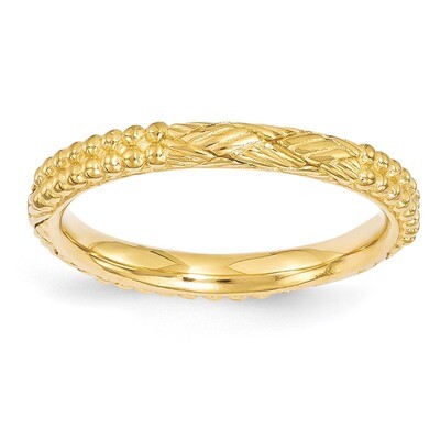 Gold-plated Patterned Ring - Sterling Silver QSK1562, MPN: QSK1562, 886774211817