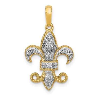 Fleur De Lis Pendant 14k Gold Diamond PM5154-020-YA, MPN: PM5154-020-YA, 191101543456