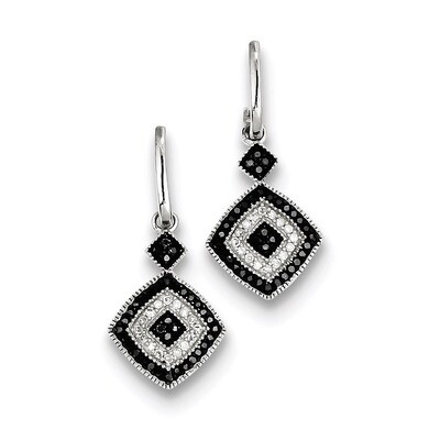 Black and White Diamond Earrings Sterling Silver QE10875, MPN: QE10875, 883957026343