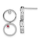 White Ice .02Ct. Diamond and Ruby Earrings Sterling Silver QW460, MPN: QW460, 191101479656