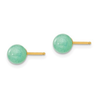 5mm Green Natural Stone Post Earrings - 14k Gold SE2305 by Madi K, MPN: SE2305, 883957516936