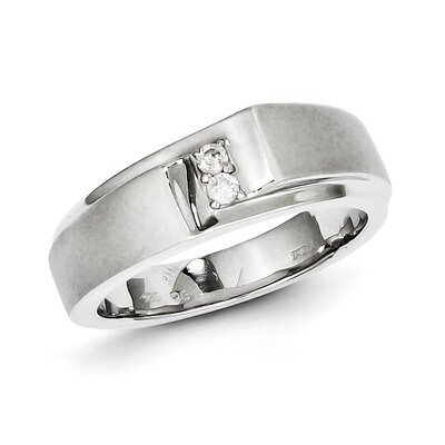 Satin &amp; Polished Diamond Men&#39;s Ring Sterling Silver Rhodium-plated QR5098, MPN: QR5098, 883957440378