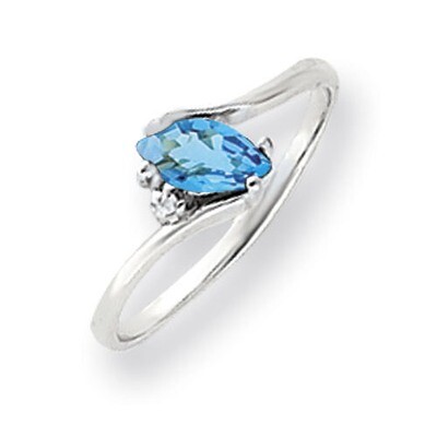 Blue Topaz Diamond Ring 14k white Gold 7x3.5mm Marquise Y4746BT/A, MPN: Y4746BT/A, 883957606651