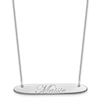 Polished Oblong Edwardian Script Bar Necklace 14k White Gold Medium XNA1221W, MPN: XNA1221W,