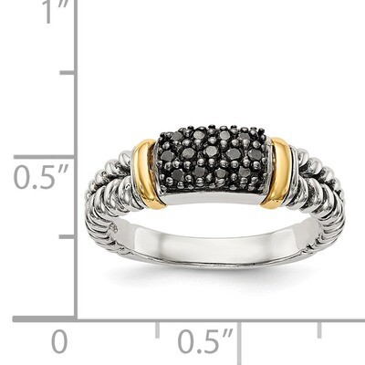 1/8ct. Black Diamond Ring Sterling Silver &amp; 14k Gold Antiqued QTC1159, MPN: QTC1159, 191101387043