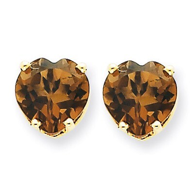 8mm Heart Smokey Quartz Earring 14k Gold XE100CQ, MPN: XE100CQ, 883957088846