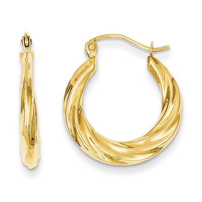 Twisted Hollow Hoop Earrings 14k Gold Polished S1262, MPN: S1262, 883957285412