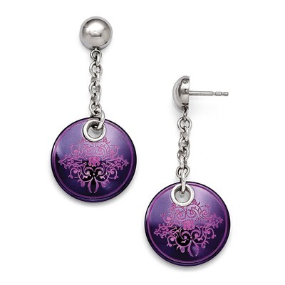 Edward Mirell Black Titanium Anodized Pink &amp; Sterling Silver Earrings EME104 by Edward Mirell, MPN:…