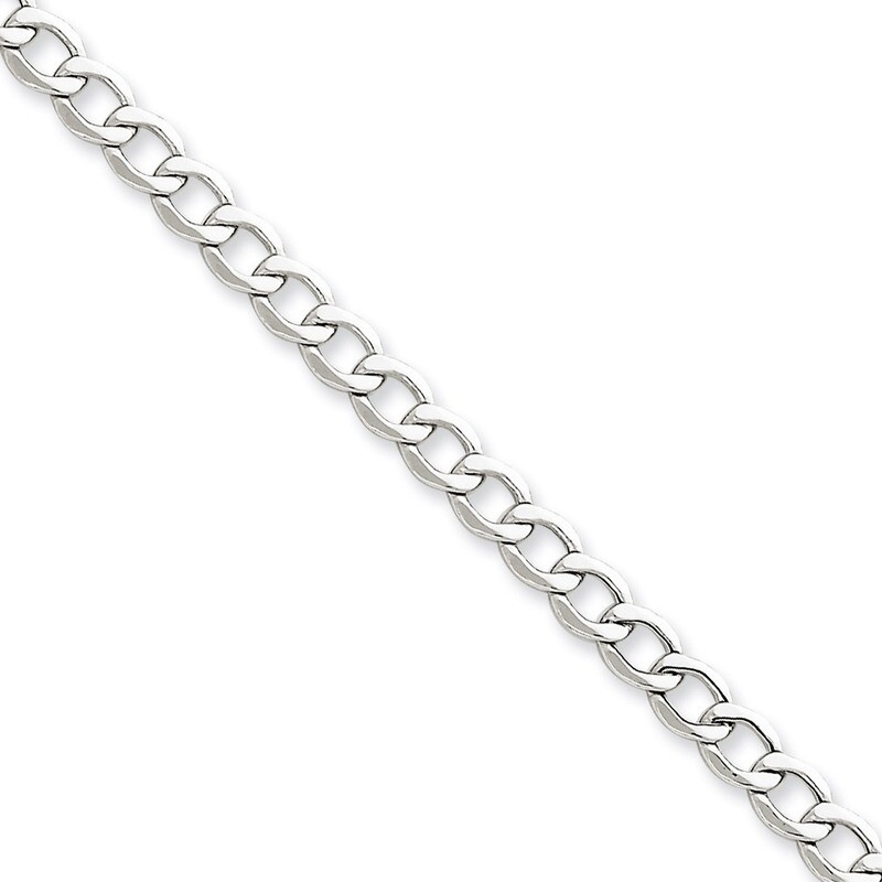 5.25mm Semi-Solid Curb Link Chain 16 Inch 14k White Gold BC105-16, MPN: BC105-16, 886774537788