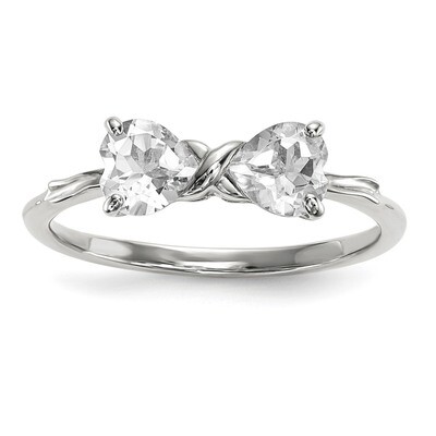 White Topaz Bow Ring 14k white Gold Polished XBS555, MPN: XBS555, 883957235455