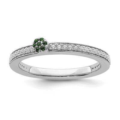 Created Emerald &amp; Diamond Ring 14k White Gold SK2080, MPN: SK2080, 191101298165