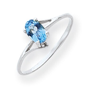 Blue Topaz Checker Ring 14k white Gold 6x4mm Oval Y4660BC, MPN: Y4660BC, 883957563961