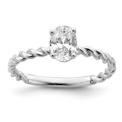 7/8ct. G H I True Light Oval Twisted Moissanite Solitaire Ring 14k White Gold RM6799-090-WMT, MPN: …