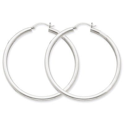 3mm Round Hoop Earrings 10k White Gold 10T854, MPN: 10T854, 883957895796