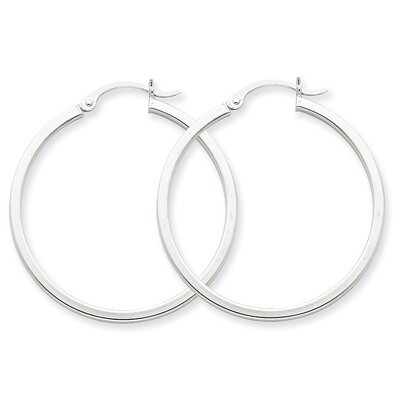 2mm Square Tube Hoops 14k White Gold T1086, MPN: T1086, 883957286280