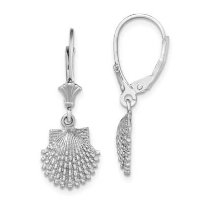Beaded Scallop Shell Leverback Earrings 14k White Gold TF1813W, MPN: TF1813W, 637218175529