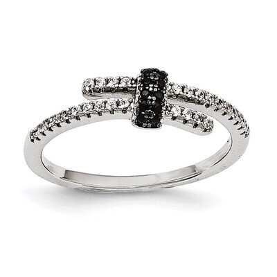 Black Spinel &amp; CZ Ring Sterling Silver QMP1457-6, MPN: QMP1457, 191101075643