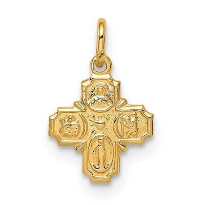 Tiny 4-Way Medal 14k Gold Solid Polished Satin XR1784, MPN: XR1784, 883957166704