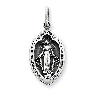 Miraculous Medal Antiqued Sterling Silver QC5504, MPN: QC5504, 191101182921