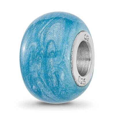 Light Blue Shimmer Enamel Bead Sterling Silver Rhodium-plated QRS4497, MPN: QRS4497,