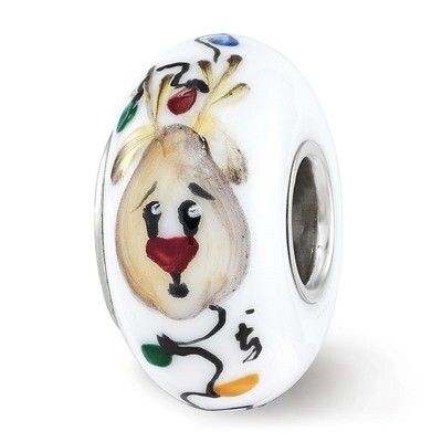 White Rudy Reindeer w/lights Fenton Glass Bead Sterling Silver QRS3697, MPN: QRS3697, 19727656872