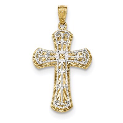2 Level Cross Pendant 14k Two-tone Gold Polished K5445, MPN: K5445, 886774618760