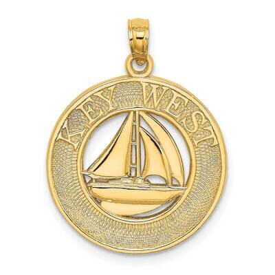 Key West On Round Frame Sailboat Charm 14k Gold K8263, MPN: K8263, 637218100378