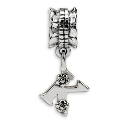 Letter K Dangle Bead - Sterling Silver QRS1400K, MPN: QRS1400K, 883957304243