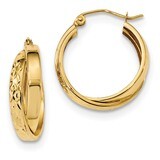 Diamond -cut Twist Hoop Earrings 14k Gold Polished TF1286, MPN: TF1286, 191101057472