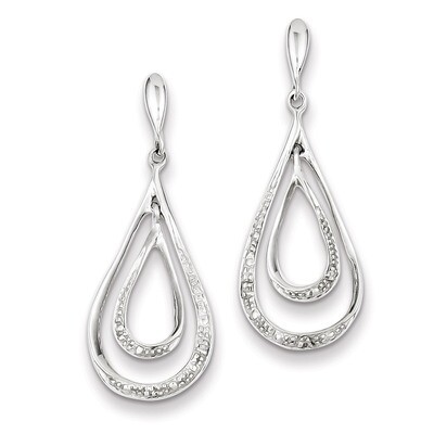 Post Dangle Earrings Sterling Silver Rhodium-plated Diamond QE10554, MPN: QE10554, 883957356884