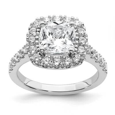 2 3/4ct. D E F Pure Light Cushion Halo Moissanite Engagement Ring 14k White Gold RM6801-280-WMP, MP…