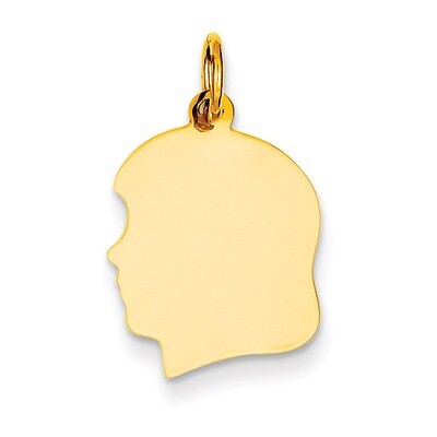 Plain Medium .018 Gauge Facing Left Engravable Girl Head Charm 14k Gold XM111/18, MPN: XM111/18, 88…