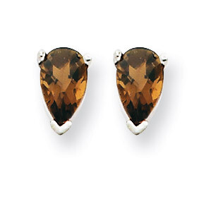 5x3 Pear Smokey Quartz Earrings 14k White Gold XE78WCQ, MPN: XE78WCQ, 883957100067