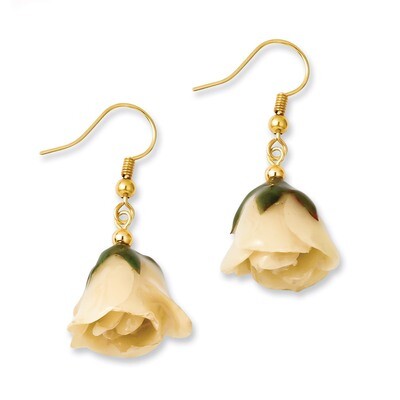 White Rose Dangle Earrings Lacquer Dipped BF1993, MPN: BF1993, 810391014476