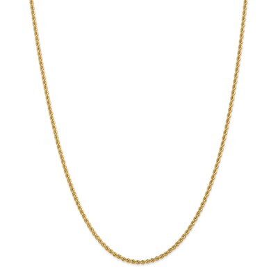 Leslie&#39;s 2.25mm Handmade Regular Rope Chain 24 Inch 14k Gold HB-7227-24, MPN: 7227-24, 191101848346