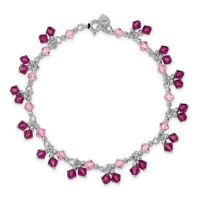 Pink Crystal 7 Bracelet Sterling Silver CMEI17854-7, MPN: CMEI17854-7, 191101035913
