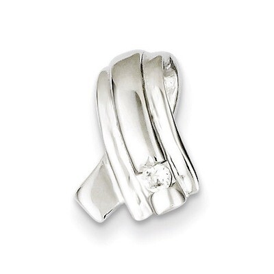 Sterling Silver Rhodium Plated Diamond Pendant Slide QP2738