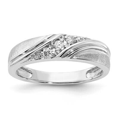 Sterling Silver Polished &amp; Brushed Diamond Band RTD1076W-SSA-7