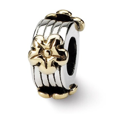 Floral Bead - Sterling Silver &amp; 14k Gold QRS216, MPN: QRS216, 883957721149