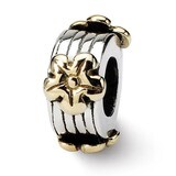 Floral Bead - Sterling Silver &amp; 14k Gold QRS216, MPN: QRS216, 883957721149