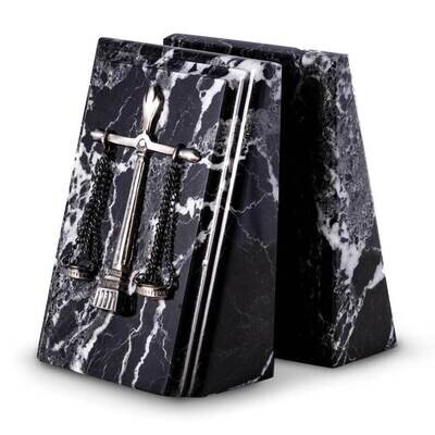 Black Zebra Marble Bookends with Antique Silver-plated Legal Emblem GM21511, MPN: GM21511, 79714045…