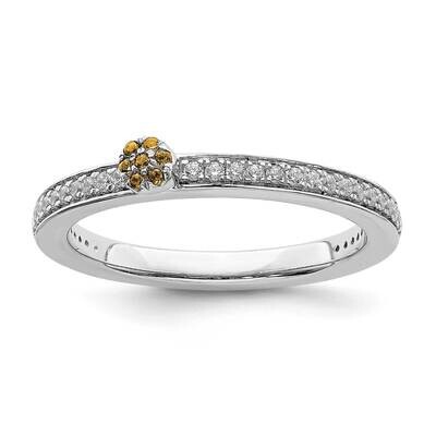 Citrine &amp; Diamond Ring 14k White Gold SK2086, MPN: SK2086, 191101298394