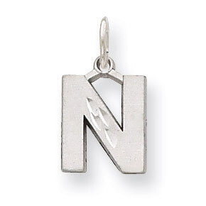 Diamond-cut Initial N Charm 14k White Gold Solid Satin D1282N, MPN: D1282N, 883957863009