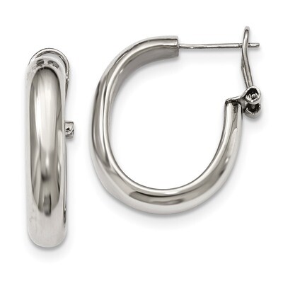 Omega Back Hoop Earrings Stainless Steel Polished SRE901 by Chisel, MPN: SRE901, 191101647482