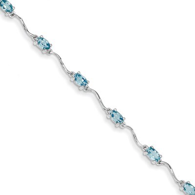 Blue Topaz Bracelet Sterling Silver QX841BT, MPN: QX841BT, 883957409863